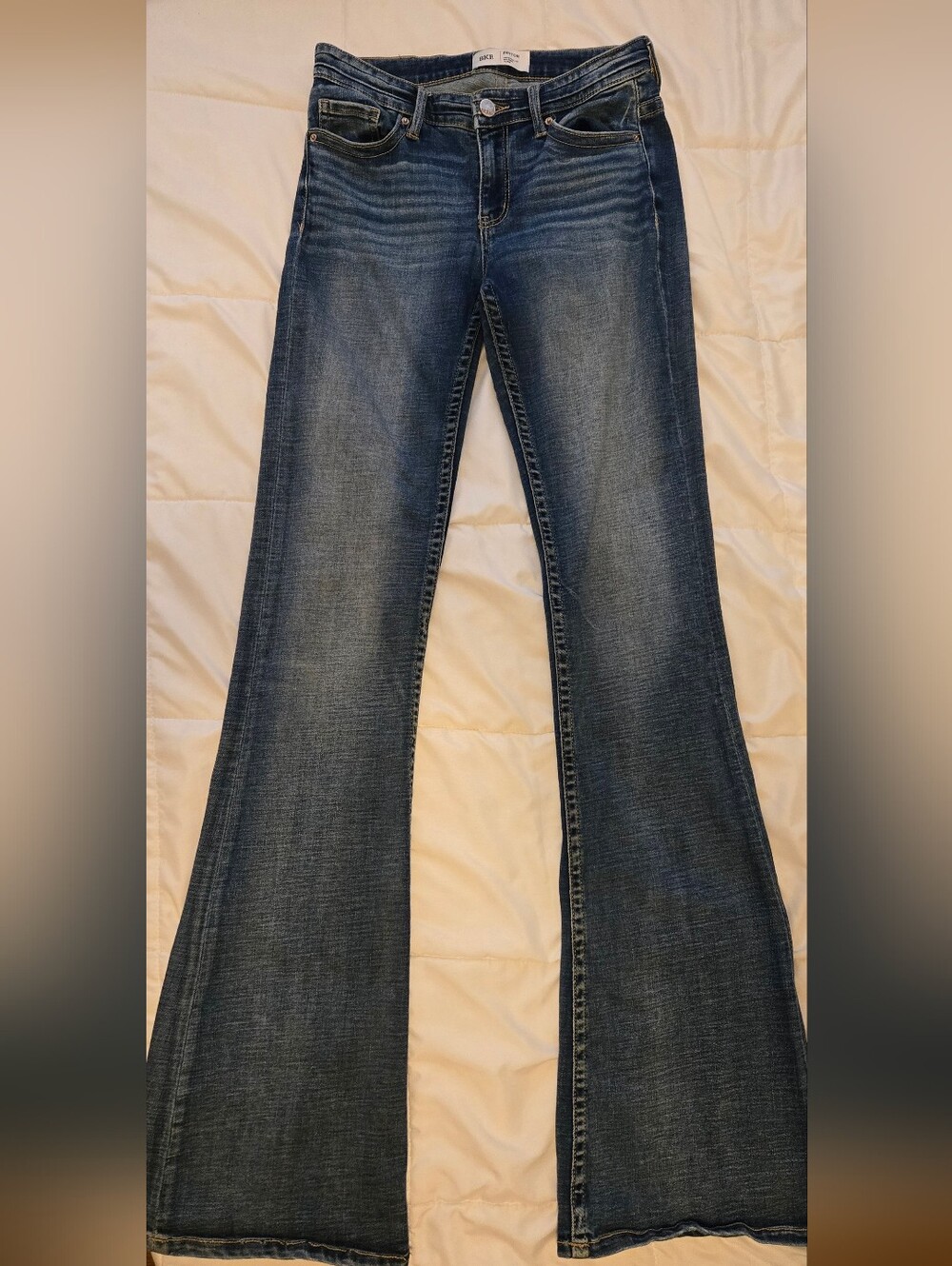 BKE Payton Wide Leg Flare Jeans in Dark Blue Wash